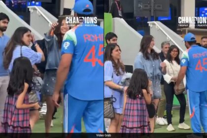 భారతదేశం ఛాంపియన్స్ ట్రోఫీ విజయం సాధించిన తరువాత అముష్కా శర్మ-రోహిత్ శర్మ శర్మ క్షణం. చూడండి